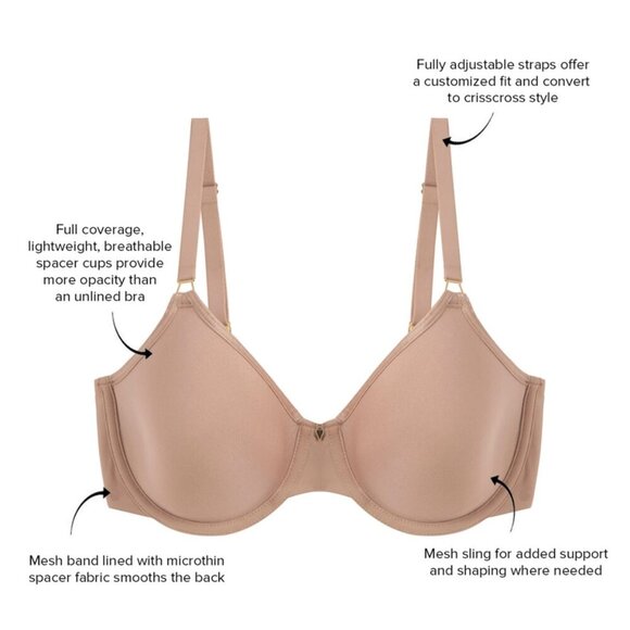 NWT Wacoal Simply Done T-Shirt Bra in Black Size 34DD - Picture 2 of 5